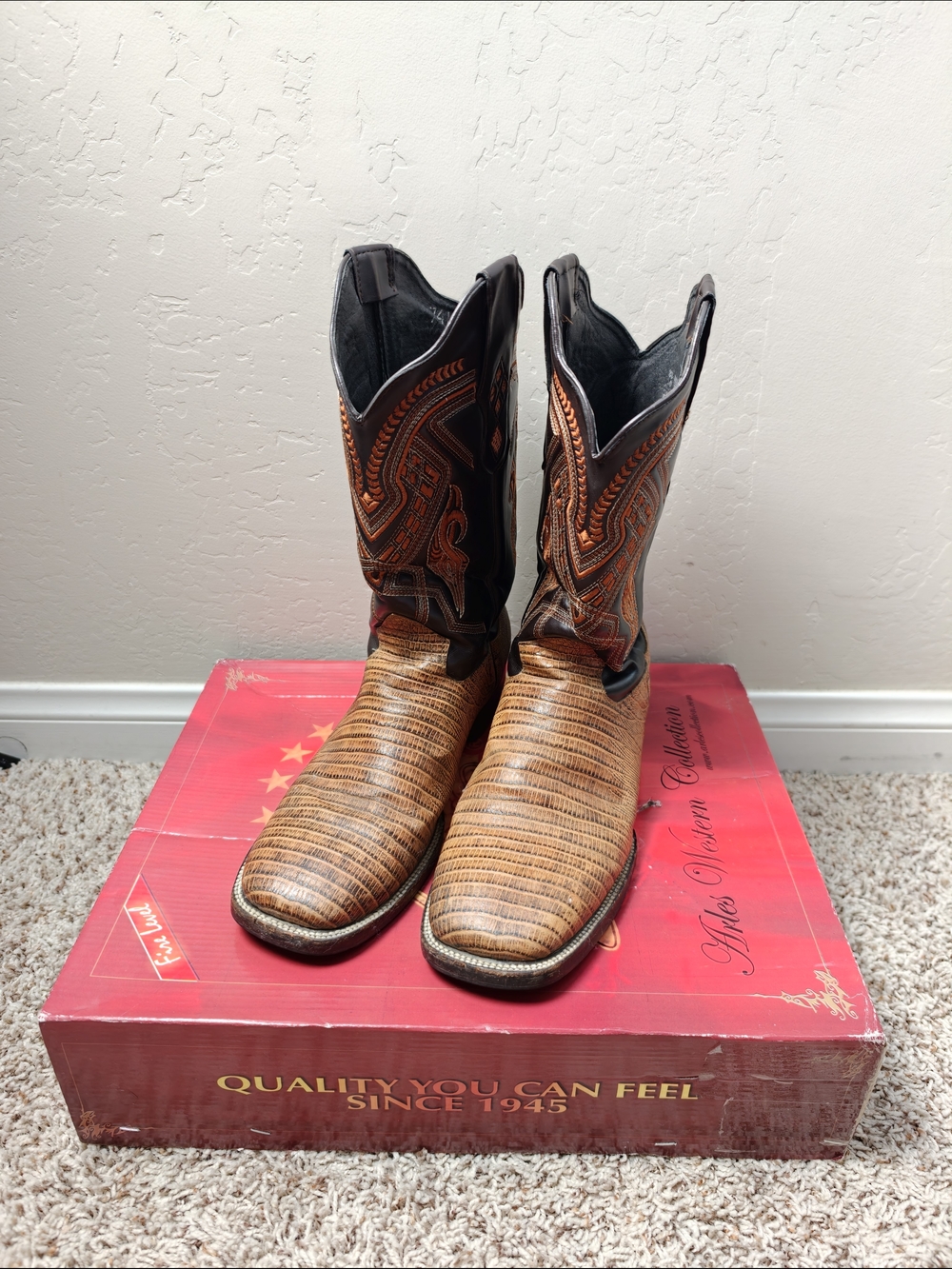 Joe Boots Arles Shoes Men's Leather Armadillo Print Color Honey JB713 Size 10
